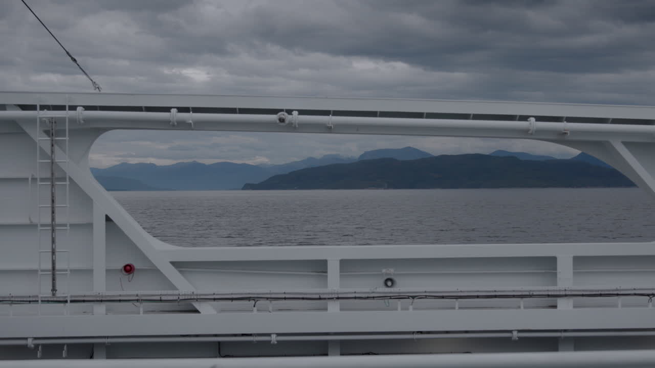 A distant shore viewed from the ferry
