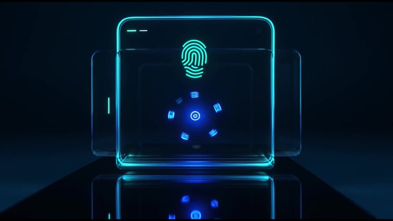 Digital Fingerprint Authentication and Data Processing Animation