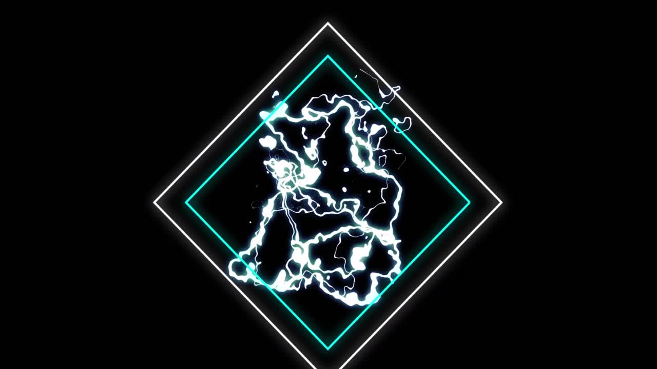 검은 바탕에  ⁇  프레임과 번개의 애니메이션