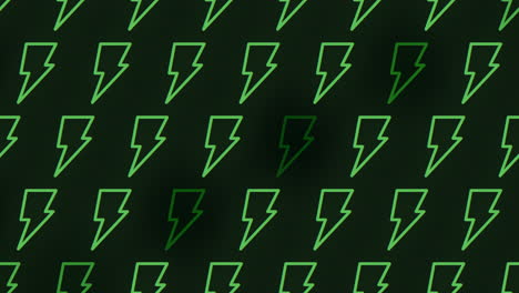 seamless neon green thunderstorms pattern on black gradient