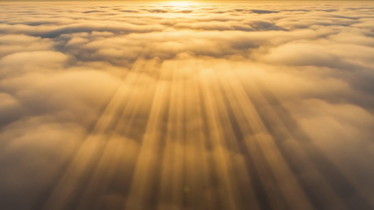 Golden Rays Breaking Through Soft Clouds at Sunrise, Capturing the Essence of Tranquility and Natural Beauty in the Calmness of the Sky