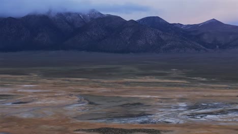 mammoth lakes birds convict canyon minarets sierra nevada mountains hilltop wild willy's hot springs california aerial drone benton crossing long valley caldera winter vibrant sunset clouds circle