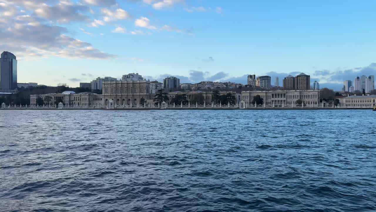 Cityscape architecture surprised during Bosphorus ferry trip