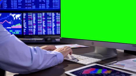 pantalla verde de la oficina de negocios