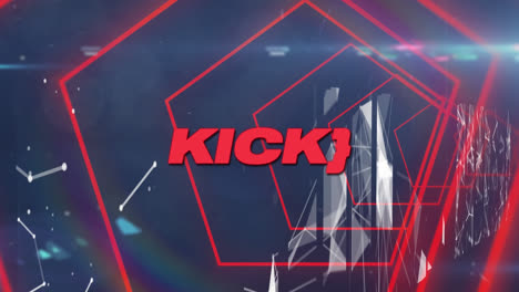 animation of kick text over moving shapes