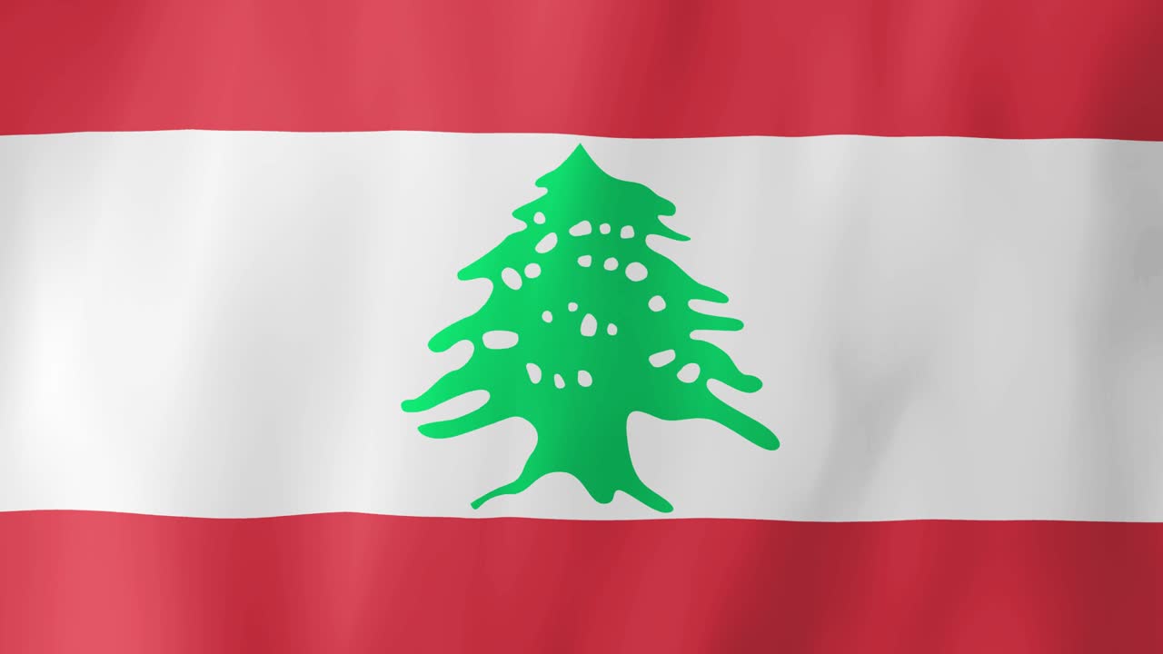 Realistic Lebanon flag waving in the wind. 4K Animation.