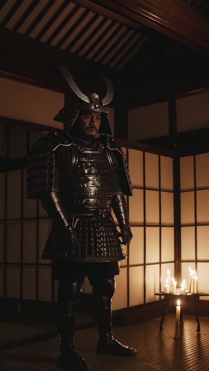 Samurai in Traditional Japanese Armor