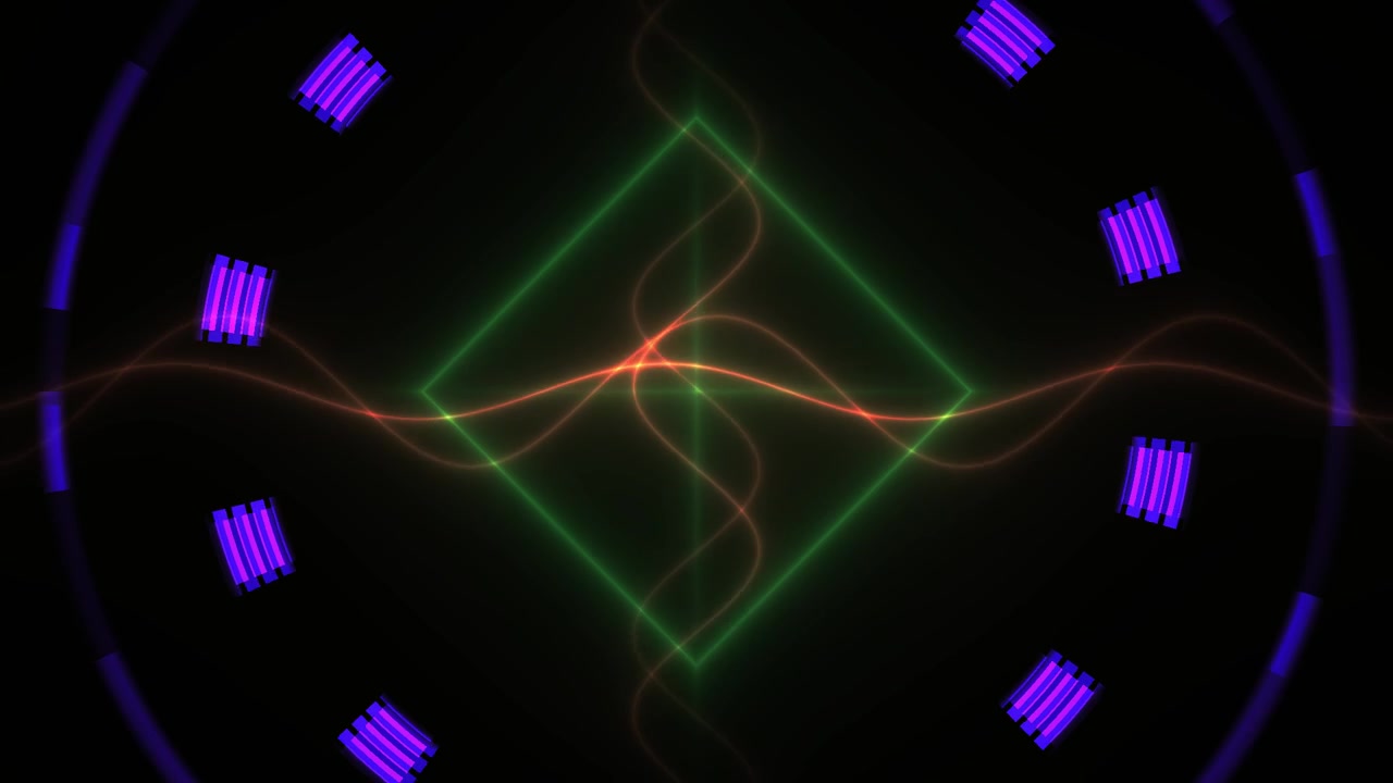 Motivo digitale astratto dinamico con linee e forme luminose