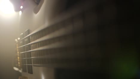 slowmotion shot of bass string vibration.