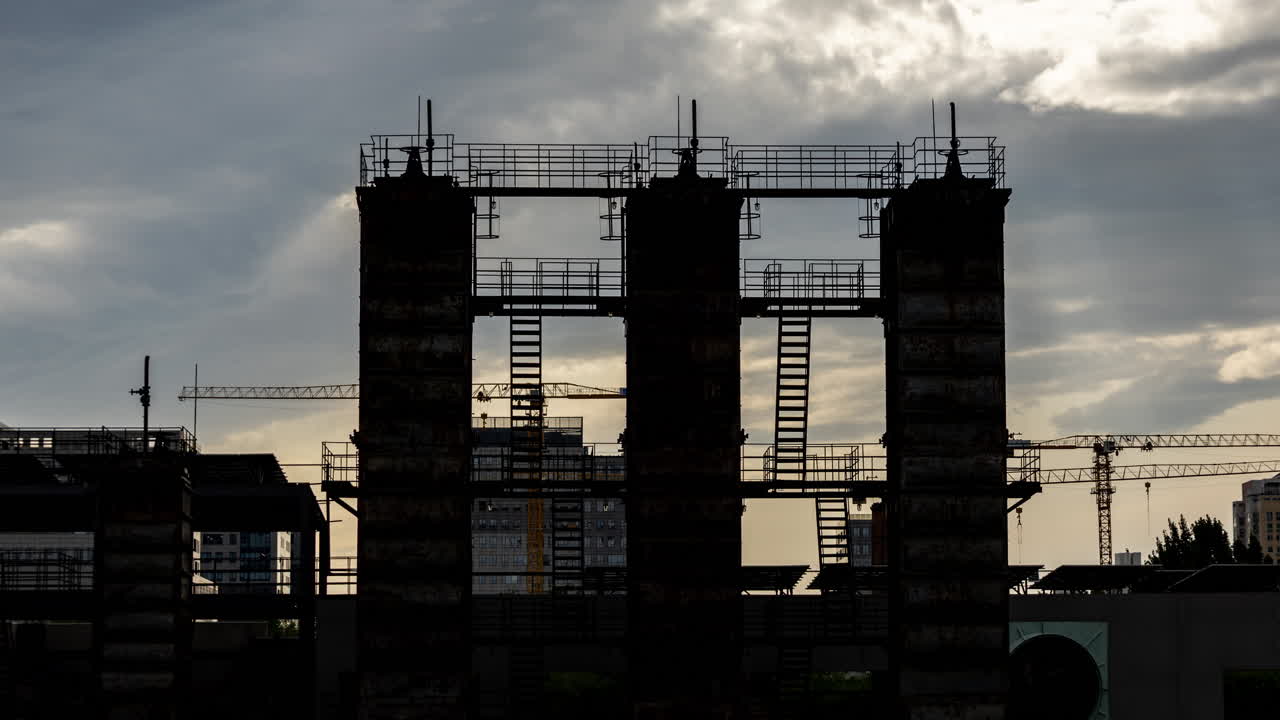 Timelapse of the Beijing city skyline from a high vantage point in vertical