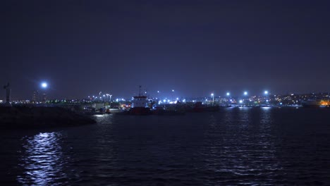 view of the sea pier at night time.