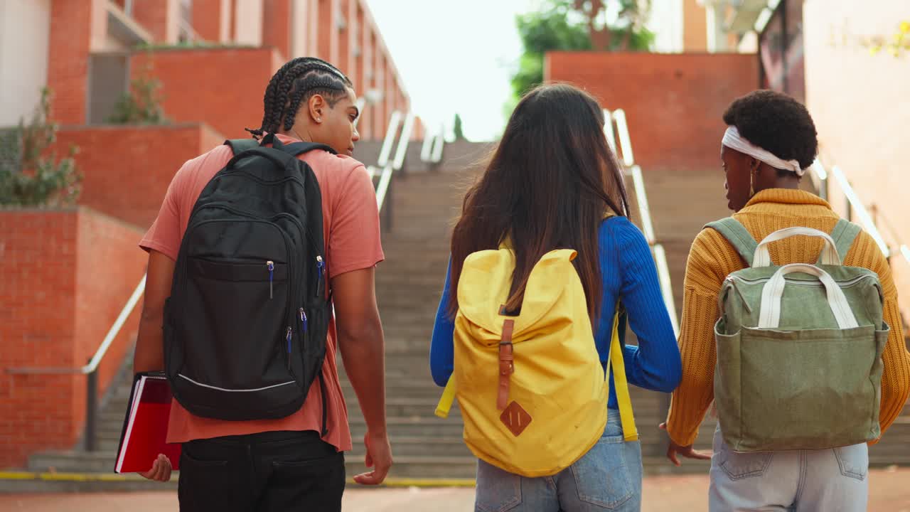 Students with Backpacks on Campus