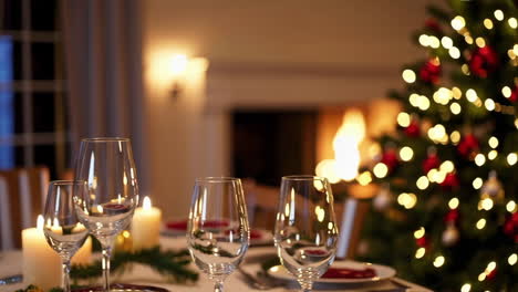 christmas dinner party with festive decorations