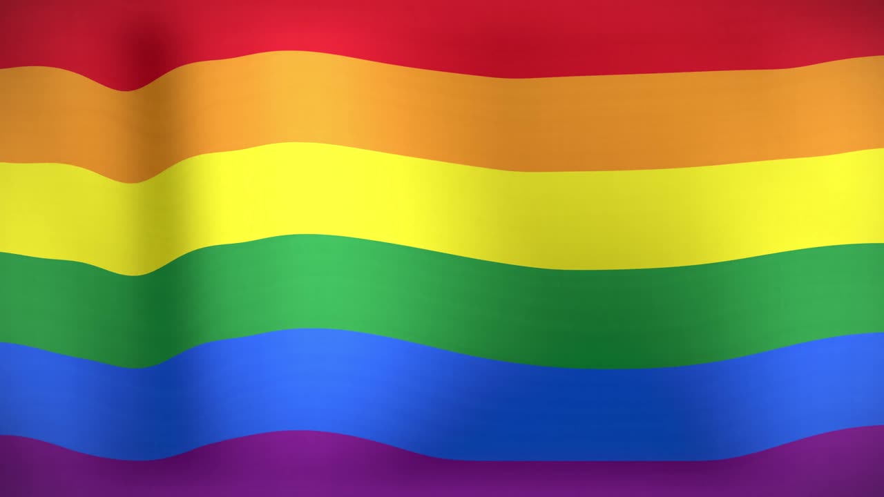 animación de una bandera lgbt con colores gays ondeando