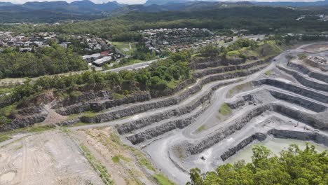 drone captures expansive quarry and surrounding landscape