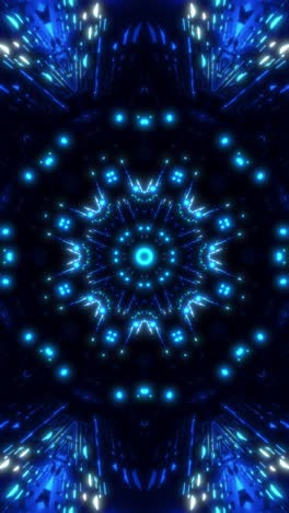 blue abstract background with lights. kaleidoscope vj loop vertical