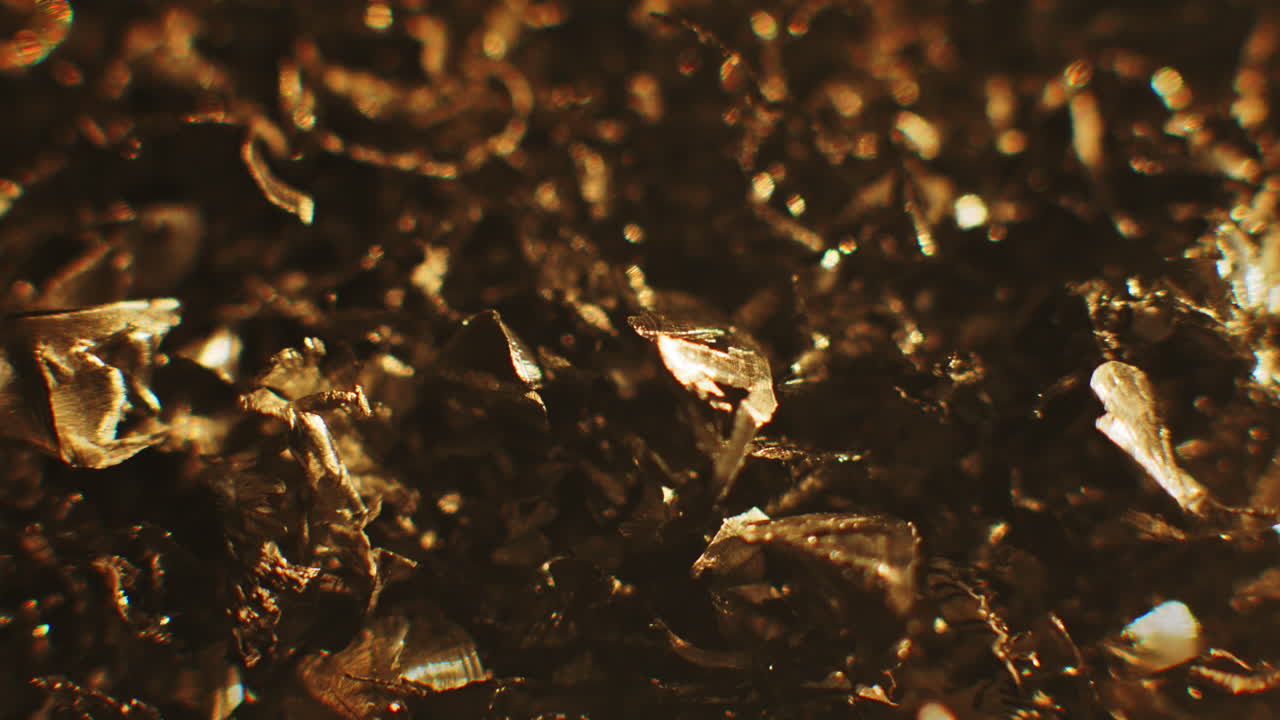 Golden color metal fillings macro shot