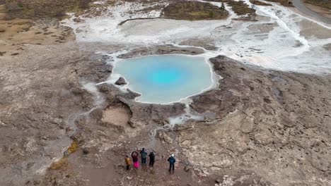 geysir in iceland blue water view 4k drone footage