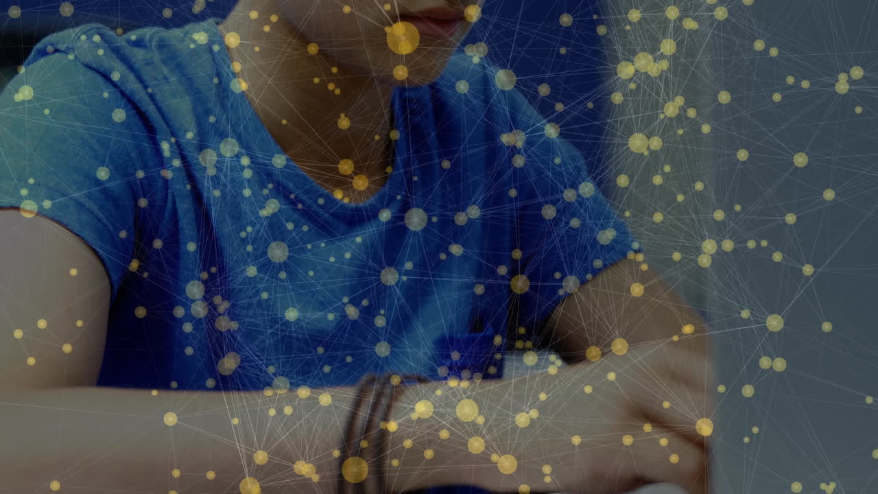 Animation of network of connections with spots over students