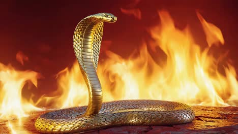 golden cobra in flames