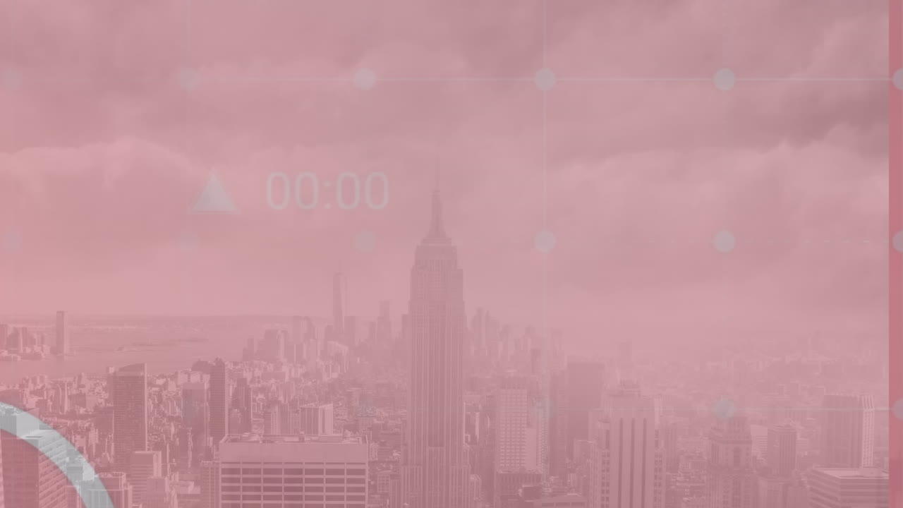 animación del procesamiento de datos sobre el paisaje urbano