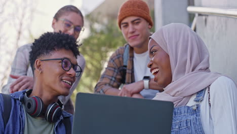 group of diverse students studying together
