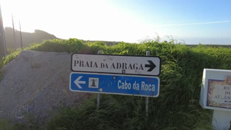 cabo da roca and praia da adraga road signs