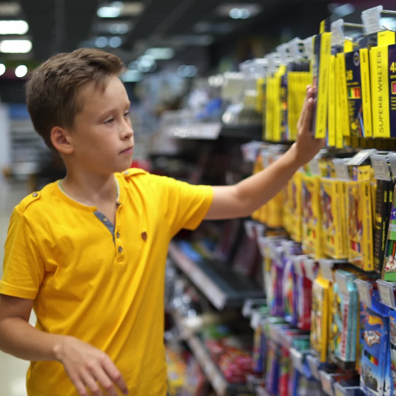 Boy shopping for back to school