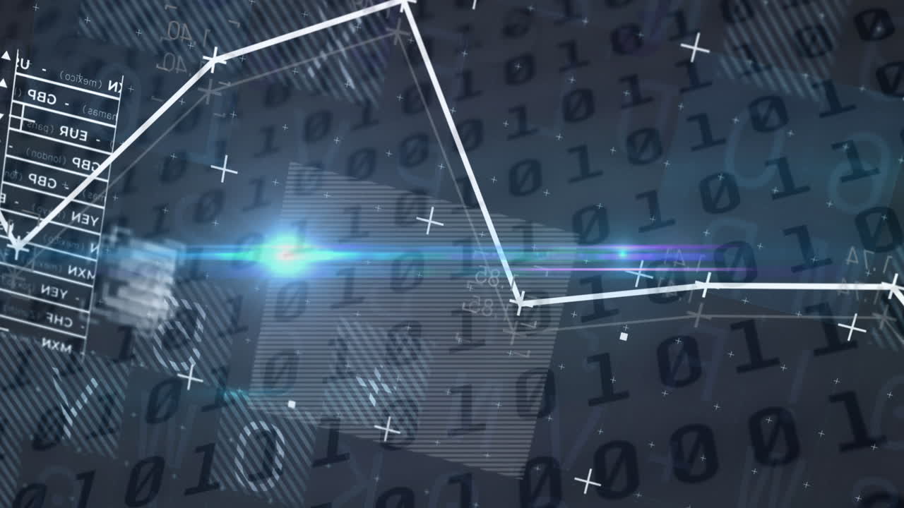 검은 바탕 위의 금융 데이터 처리의 애니메이션