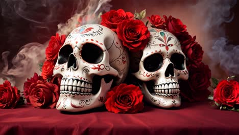 sugar skulls with roses - day of the dead