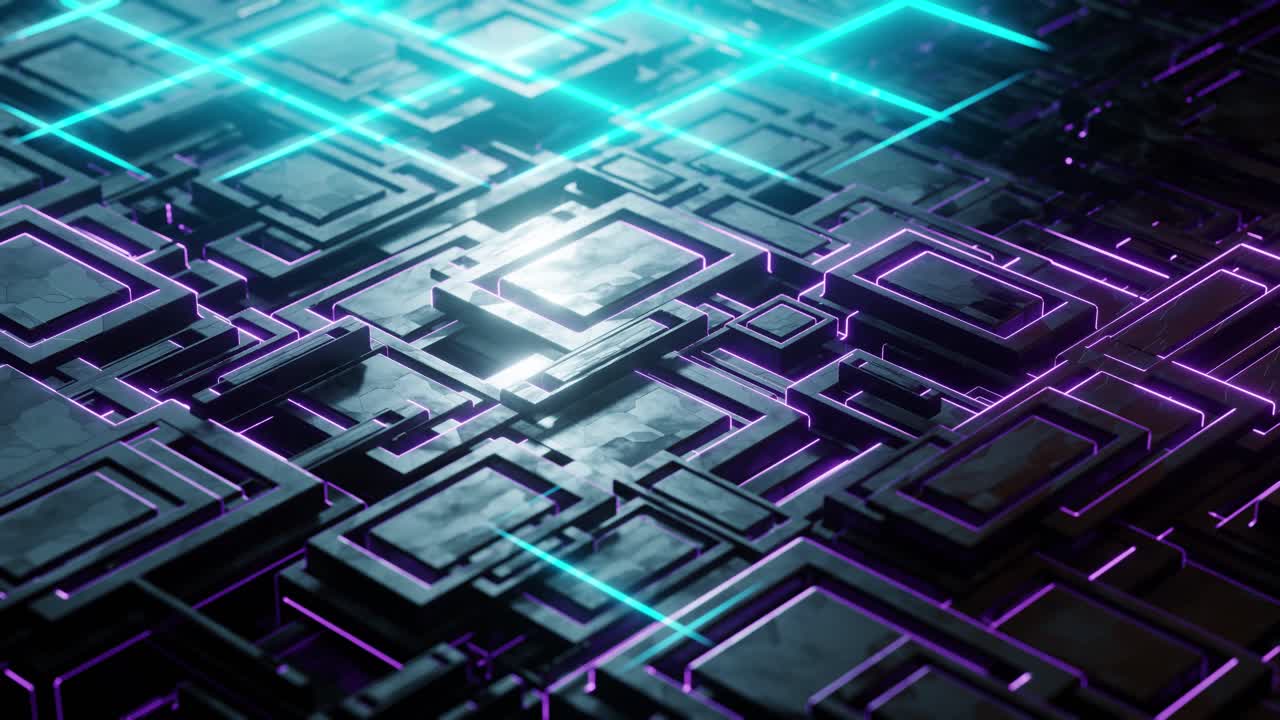 4K video animation. Abstract background with glowing flowing lights.