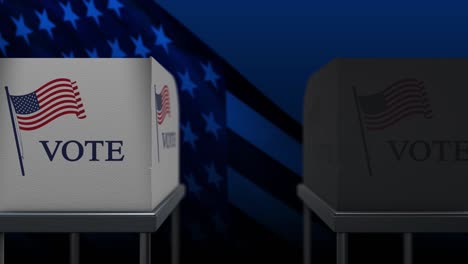 usa election box. vote here. president election  ballot waving unated states of america flag waving usa flag