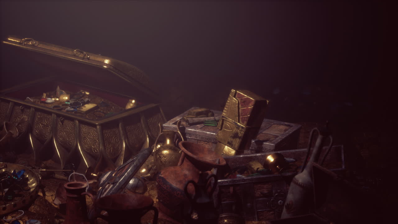 금 과 보석 으로 가득 찬 보물 상자