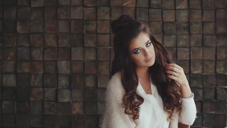 woman with stylish makeup and hairstyle