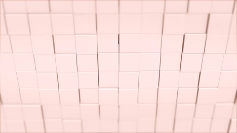 white wall of cubes wit a slight tilt forward is coming futher becoming straight.