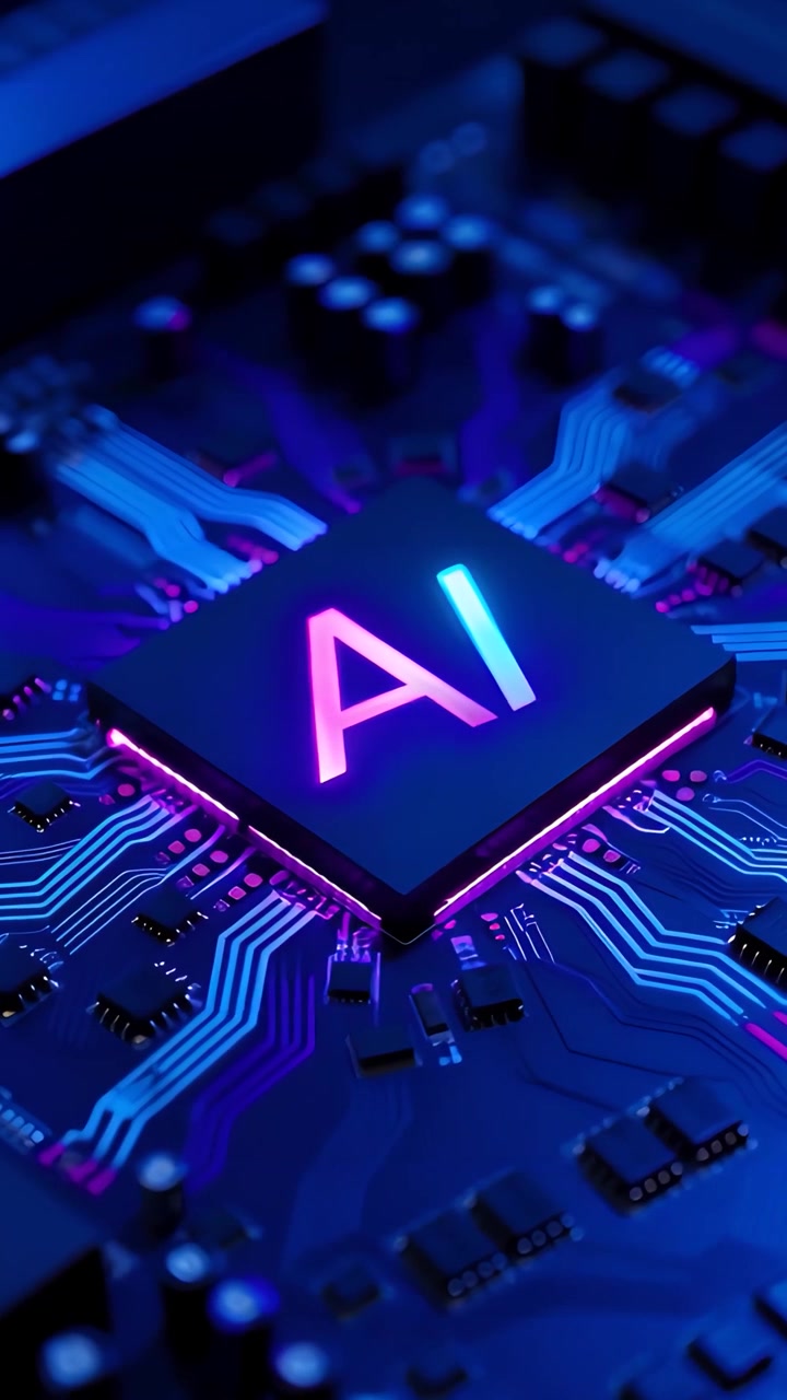 Futuristic AI Chip Motherboard Technology Background 4K
