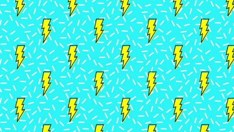 animation of rows of yellow lightning bolts moving across blue and white background