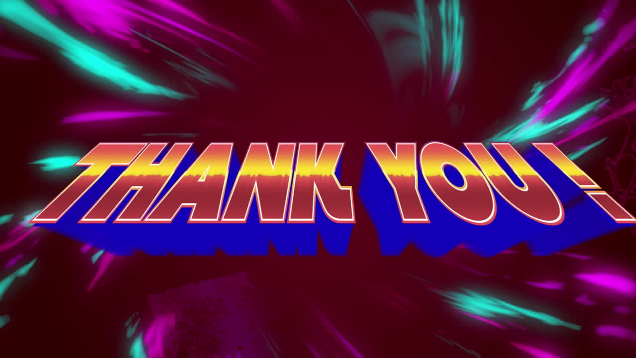 디지털 추상 공간에서 분홍색과 초록색 불빛으로 감사하는 애니메이션