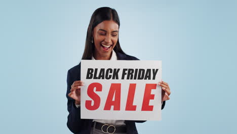 Sale-sign,-black-friday-and-woman-face-excited