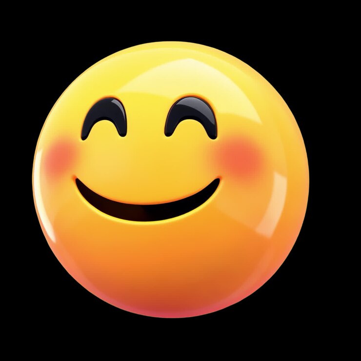 Joyful emoji with smiling face animation isolated asset, transparent 4K video, alpha channel, ProRes