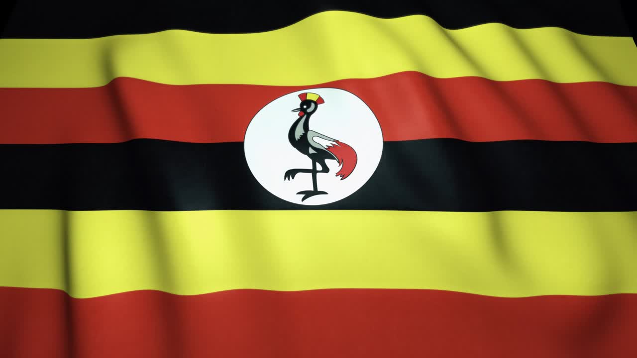 Waving realistic Uganda flag background. Loop animation