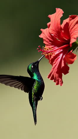 hummingbird feeding on hibiscus flower
