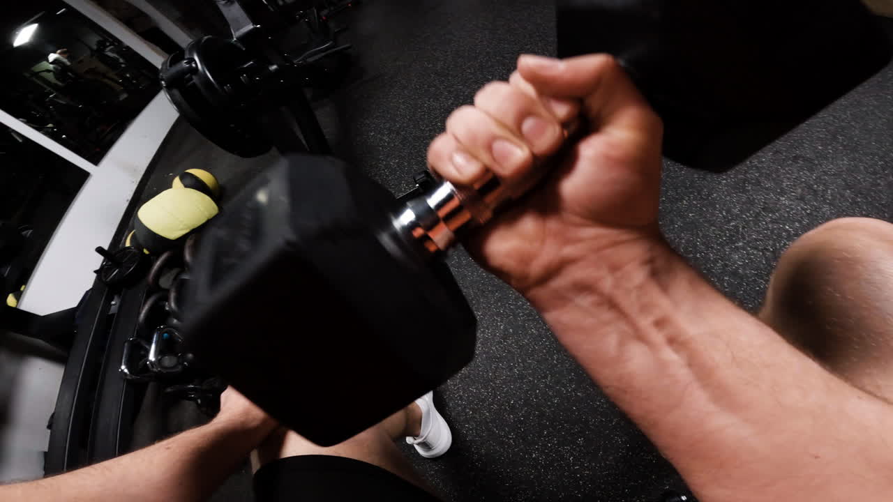 Person Working Out with Dumbbells in Gym