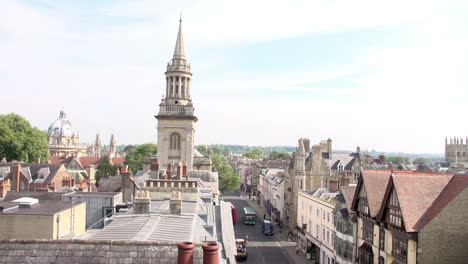 Vista-Panorámica-Del-Horizonte-Y-Los-Tejados-De-La-Ciudad-De-Oxford.