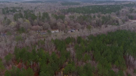 aerial of wooded forest area in eatonton, georgia