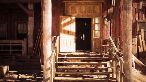 old western porch in sunlight