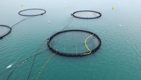 imágenes aéreas de granjas de pesca de salmón en noruega