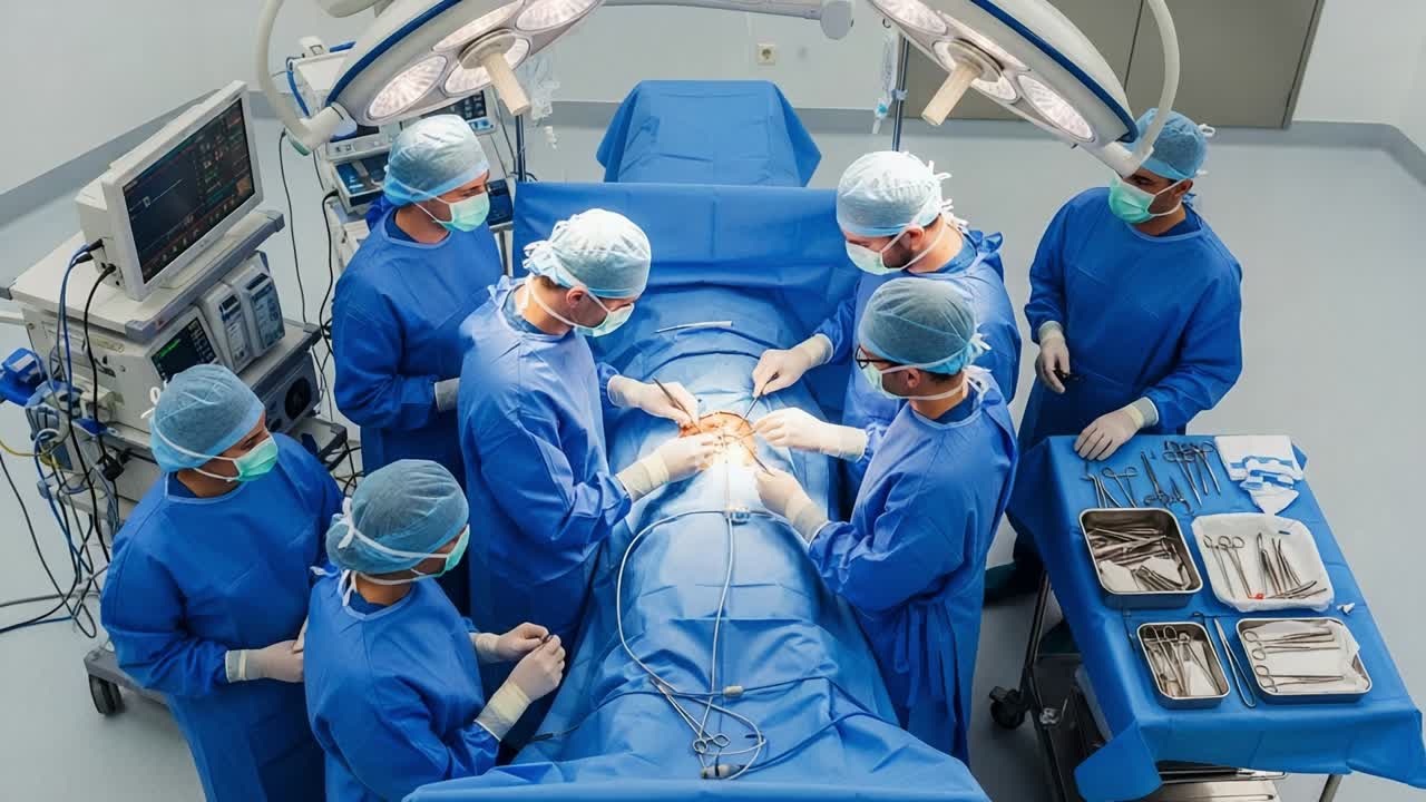 A Team of Surgeons Collaborating in an Operating Room to Perform a Complex Surgical Procedure with Precision and Focus, Ensuring Patient Safety and Care Throughout the Operation