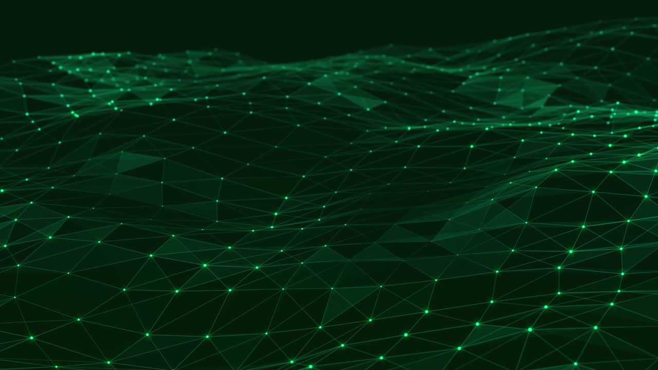 Data technology illustration. Abstract wave with connecting dots and lines. Digital background. 3d Seamless loop. 4k