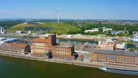 rhine river harbor in karlsruhe, germany